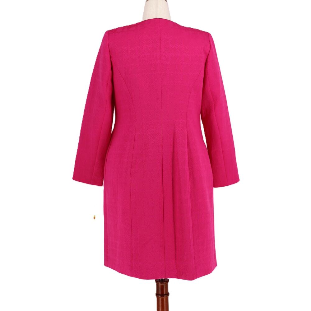Le Suit Women Lipstick Pink Jacquard Jewel-Neck Knee Length Suit Topper Size 10 - Picture 7 of 11